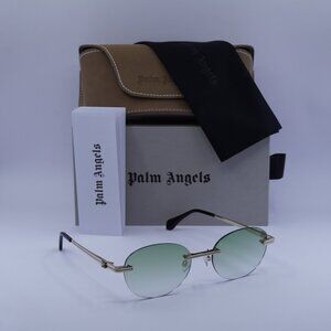 Palm Angels PERI10H CRYSTAL 7654 Oval Sunglasses - Gold/Green Gradient